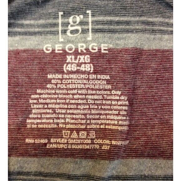 GEO XL Grey/Burgundy  Men's Tee sku14 - Picture 3 of 3
